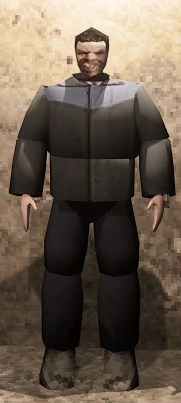 A Player wearing the Worker Jacket.