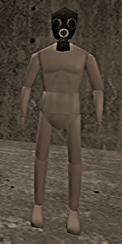 A Player wearing a GP-5 Black Mask