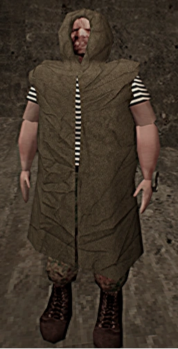 A Player wearing the Rain Coat.