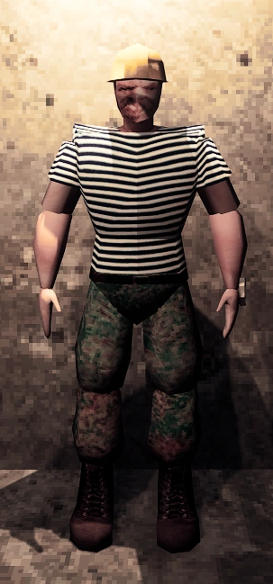 A Player wearing the Soviet Helmet.