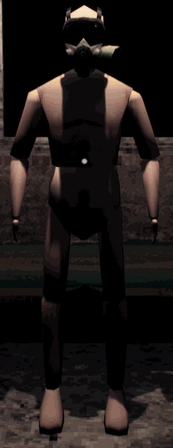 A Player wearing a GP-21 Gasmask.