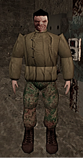A Player wearing the Military Jacket.