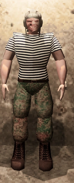A Player wearing the Tanker Helmet.