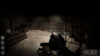 Inside you can find boxes and a stash behind the barrels on the left
