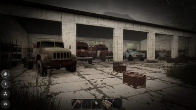 The vehicle bay has shelves that spawn junk on them but it is irradiated