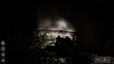 in the same room a table with a weapon spawn