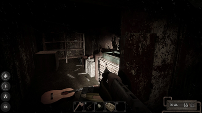 Shed with shelves that spawn Consumables and a guitar