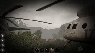 A stash can be found on top of one of the blades and can be reached by climbing up the blades of another helicopter and jumping over