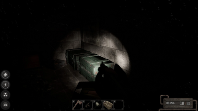 military crates in each corner of the halls