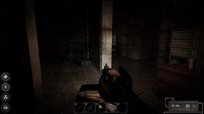 more military crates and a desk
